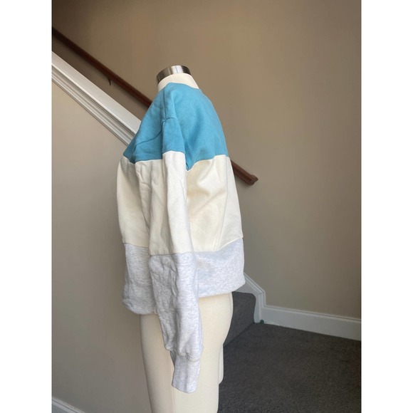 Forever 21 color block (teal/cream/heather gray) crewneck sweatshirt, Size Med - Picture 4 of 11